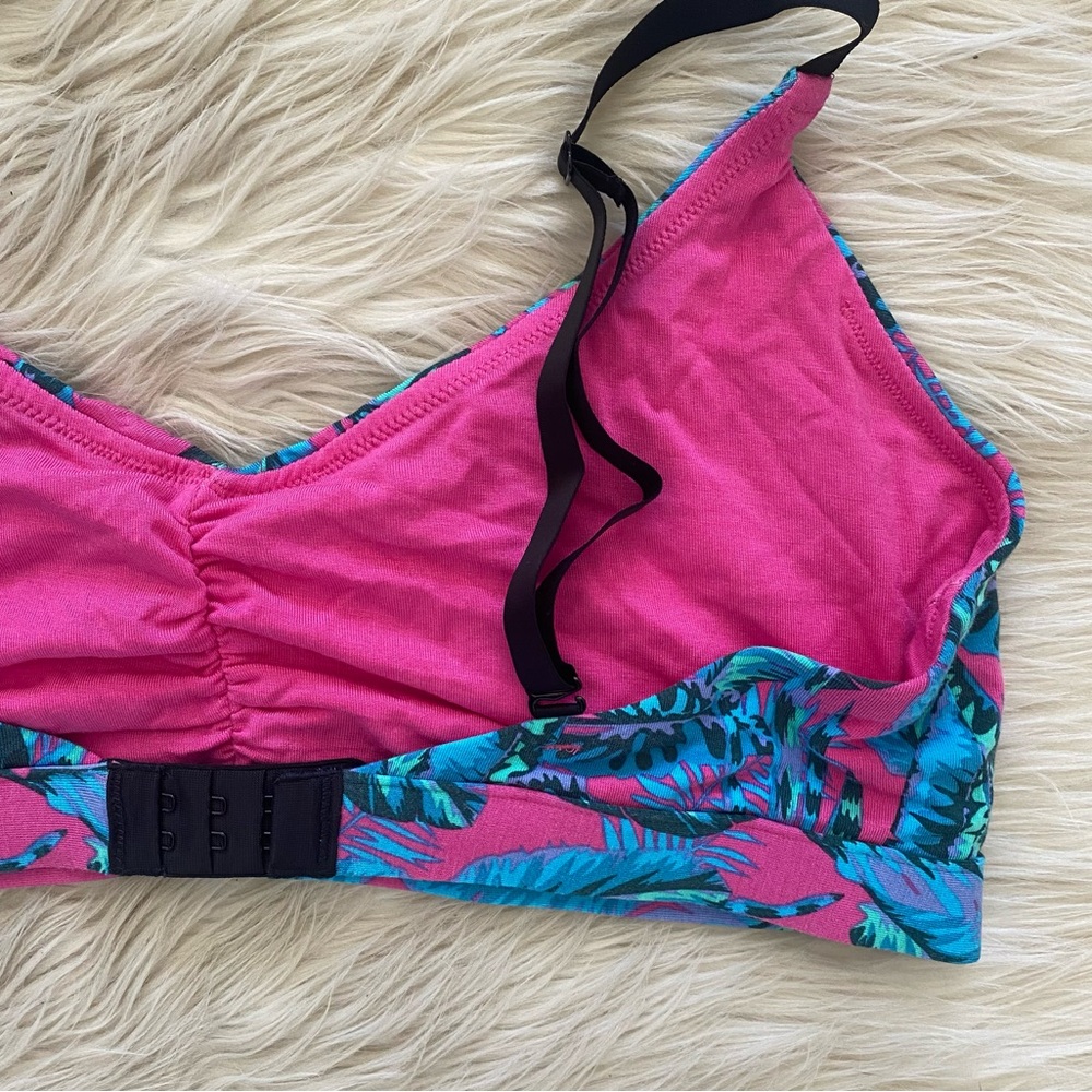 MeUndies Tropical Leaf Bralette in Pink & Teal - Picture 6 of 9